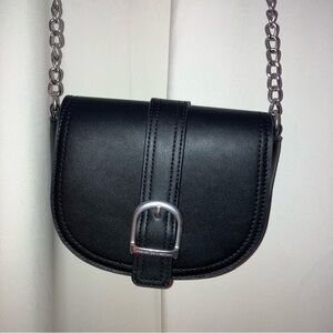 French Connection Black Crossbody Bag with Silver Chain